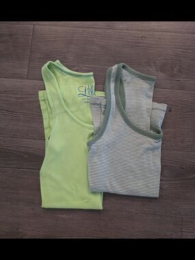 Two-Pack Tank Tops - Lime Solid & Green Stripe